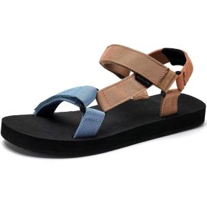 WateLves Men’s Sandals Hiking-Sport-Sandals with Adjustable Webbing Lightweight Water-Athletic-Beach-Sandals for Walking-Fishing-Travel-Trekking-Camping(Brown Blue)