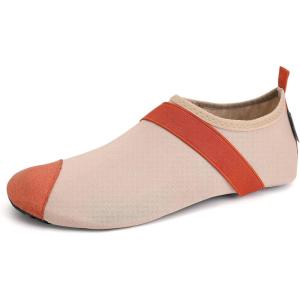WateLves Swim Water Shoes for Women Men Yoga Shoes Quick Dry Barefoot Aqua Socks for Beach Hiking Diving Boating(Orange/Beige)