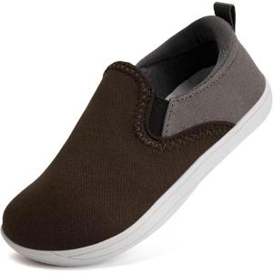 WateLves Toddler Little Kid Wide Barefoot Shoes Boys Girls Minimalist Slip On Sneakers Canvas Walking Shoes Fit Naturally Zero Drop Sole(Dq437/Chocolate)
