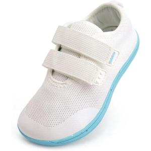 WateLves Toddler Little Kid Wide Barefoot Shoes Boys Girls Minimalist Sneakers Breathable Lightweight Walking Shoes Fit Naturally Zero Drop Sole(Bn435/White)