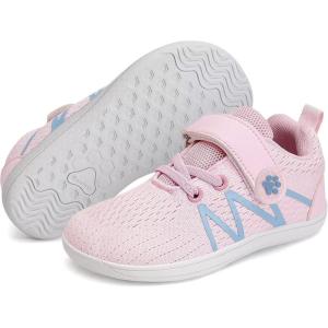WateLves Toddler Little Kid Wide Barefoot Shoes Boys Girls Minimalist Sneakers Breathable Lightweight Walking Shoes Fit Naturally Zero Drop Sole(Pink)