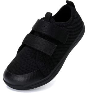 WateLves Toddler Little Kid Wide Barefoot The First Walking Shoes Girls Boys Breathable Lightweight Splay Naturally Minimalist Sneakers(Black)
