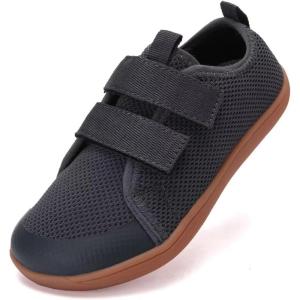 WateLves Toddler Little Kid Wide Barefoot The First Walking Shoes Girls Boys Breathable Lightweight Splay Naturally Minimalist Sneakers(Dark Grey)