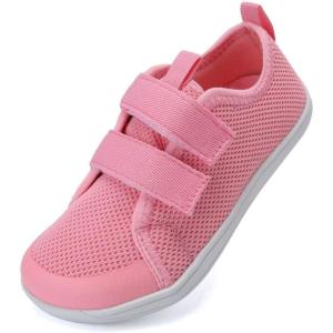 WateLves Toddler Little Kid Wide Barefoot The First Walking Shoes Girls Boys Breathable Lightweight Splay Naturally Minimalist Sneakers(Pink)