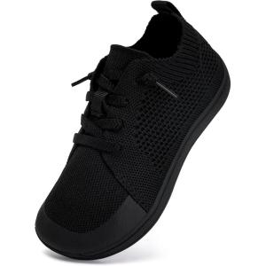 WateLves Toddler Little Kids Wide Barefoot Shoes Boys Girls Minimalist Sneakers Lightweight Breathable Walking Shoes | Naturally Splay | Flexible Fit(Classic Black)