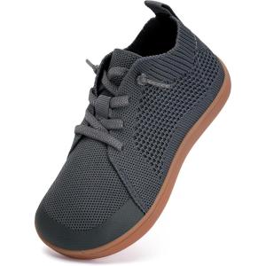 WateLves Toddler Little Kids Wide Barefoot Shoes Boys Girls Minimalist Sneakers Lightweight Breathable Walking Shoes | Naturally Splay | Flexible Fit(Dark Gray)