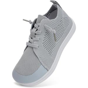 WateLves Toddler Little Kids Wide Barefoot Shoes Boys Girls Minimalist Sneakers Lightweight Breathable Walking Shoes | Naturally Splay | Flexible Fit(Light Gray)