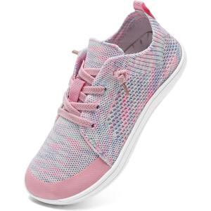 WateLves Toddler Little Kids Wide Barefoot Shoes Boys Girls Minimalist Sneakers Lightweight Breathable Walking Shoes | Naturally Splay | Flexible Fit(Pink Blue)