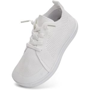 WateLves Toddler Little Kids Wide Barefoot Shoes Boys Girls Minimalist Sneakers Lightweight Breathable Walking Shoes | Naturally Splay | Flexible Fit(White)