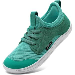 WateLves Toddler Little/Big Kid Wide Barefoot Shoes Boys Girls Minimalist Sneakers Splay Naturally Lightweight Breathable Running Tennis Shoes(Green)