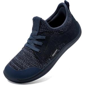 WateLves Toddler Little/Big Kid Wide Barefoot Shoes Boys Girls Minimalist Sneakers Splay Naturally Lightweight Breathable Running Tennis Shoes(Navy)