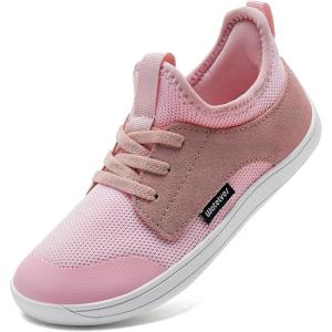 WateLves Toddler Little/Big Kid Wide Barefoot Shoes Boys Girls Minimalist Sneakers Splay Naturally Lightweight Breathable Running Tennis Shoes(Pink)