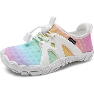 WateLves Toddler/Little/Big/Kid Water Shoes Wide Barefoot Aqua Athletic Sneakers Girls Boys Hiking Beach Swim Fast Dry Shoes Built-in Heel Grips(Colourful)