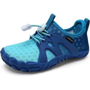 WateLves Toddler/Little/Big/Kid Water Shoes Wide Barefoot Aqua Athletic Sneakers Girls Boys Hiking Beach Swim Fast Dry Shoes Built-in Heel Grips(Gradient Blue)