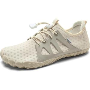 WateLves Water Shoes Mens Womens Barefoot Quick-Dry Aqua Sock Outdoor Athletic Sport Shoes for Swim Beach Pool Hiking Surfing Walking(Light Beige)