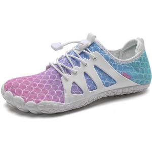 WateLves Water Shoes Mens Womens Barefoot Quick-Dry Aqua Sock Outdoor Athletic Sport Shoes for Swim Beach Pool Hiking Surfing Walking(Pink Purple)
