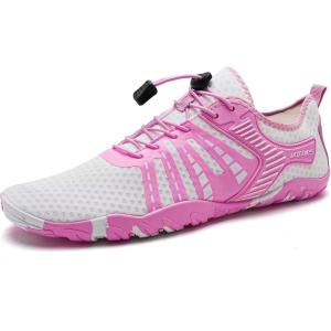 WateLves Water Shoes Mens Womens Beach Swim Shoes Quick-Dry Aqua Socks Pool Shoes for Surf Yoga Water Aerobics(Vitality Pink White)