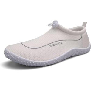 WateLves Water Shoes Womens Mens Multi-Purpose Barefoot Shoes Beach Swim Yoga Aqua Socks with Adjustable Buckle Thick Sole for Indoor Outdoor(Beige)