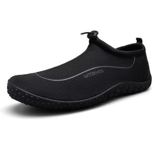 WateLves Water Shoes Womens Mens Multi-Purpose Barefoot Shoes Beach Swim Yoga Aqua Socks with Adjustable Buckle Thick Sole for Indoor Outdoor(Black)