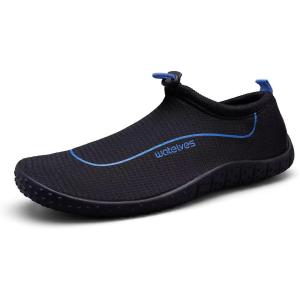 WateLves Water Shoes Womens Mens Multi-Purpose Barefoot Shoes Beach Swim Yoga Aqua Socks with Adjustable Buckle Thick Sole for Indoor Outdoor(Black Blue)