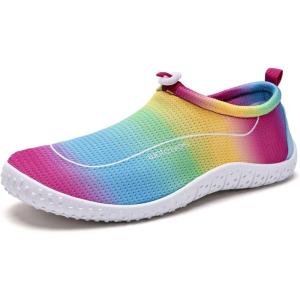 WateLves Water Shoes Womens Mens Multi-Purpose Barefoot Shoes Beach Swim Yoga Aqua Socks with Adjustable Buckle Thick Sole for Indoor Outdoor(Rainbow)