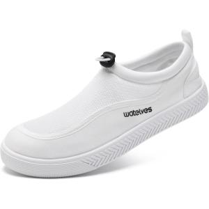 WateLves Water Shoes for Men and Women – Quick-Dry Multi-Purpose Casual Water Sneakers Slip-On with Drainage Holes – Lightweight, Non-Slip Aqua Shoes for Outdoor Water Sports(Mesh/White)