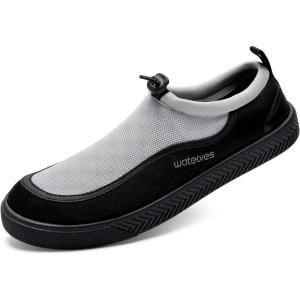 WateLves Water Shoes for Men and Women – Quick-Dry Multi-Purpose Casual Water Sneakers Slip-On with Drainage Holes – Lightweight, Non-Slip Aqua Shoes for Outdoor Water Sports(Grey)