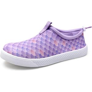 WateLves Water Shoes for Men and Women – Quick-Dry Multi-Purpose Casual Water Sneakers Slip-On with Drainage Holes – Lightweight, Non-Slip Aqua Shoes for Outdoor Water Sports(Purple Fish Scale)