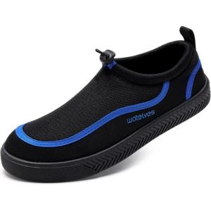 WateLves Water Shoes for Men and Women – Quick-Dry Multi-Purpose Casual Water Sneakers Slip-On with Drainage Holes – Lightweight, Non-Slip Aqua Shoes for Outdoor Water Sports(Black/Blue)