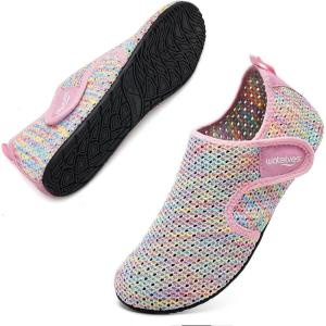 WateLves Water Shoes for Women Men Swim Beach Aqua Socks Quick Dry Barefoot House Slippers Travel Shoes with Adjustable Magic Tape for Pool Diving Boating Yoga Surf(A-colorful)