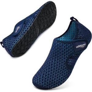 WateLves Water Shoes for Women Men Swim Beach Aqua Socks Quick Dry Barefoot House Slippers Travel Shoes with Adjustable Magic Tape for Pool Diving Boating Yoga Surf(A-blue)