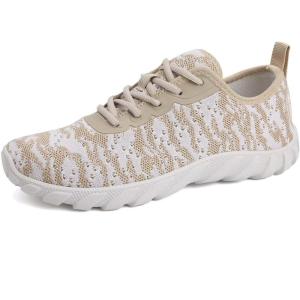 WateLves Water-Shoes-Lightweight-Barefoot-Walking Shoes Non-Slip, Casual-Style, Mesh Upper Aqua-Socks-Beach-Swim Shoes for Mens Womens(Light Brown)