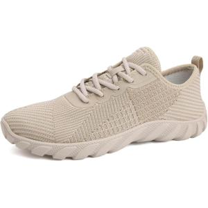 WateLves Water-Shoes-Lightweight-Barefoot-Walking Shoes Non-Slip, Casual-Style, Mesh Upper Aqua-Socks-Beach-Swim Shoes for Mens Womens(O-beige)