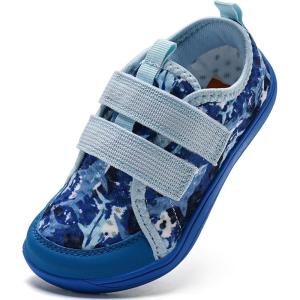 WateLves Wide Toddler Water Shoes Kids Barefoot Beach Swim Aqua Shoes Boys Girls Breathable Mesh Walking Hook and Loop Sneakers(Blue Shark)