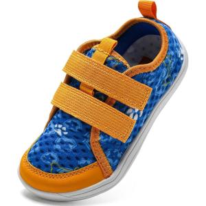 WateLves Wide Toddler Water Shoes Kids Barefoot Beach Swim Aqua Shoes Boys Girls Breathable Mesh Walking Hook and Loop Sneakers(Blue/Yellow)