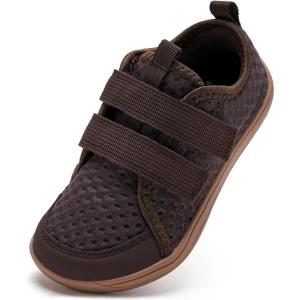 WateLves Wide Toddler Water Shoes Kids Barefoot Beach Swim Aqua Shoes Boys Girls Breathable Mesh Walking Hook and Loop Sneakers(Brown)