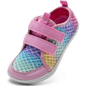 WateLves Wide Toddler Water Shoes Kids Barefoot Beach Swim Aqua Shoes Boys Girls Breathable Mesh Walking Hook and Loop Sneakers(Colourful Fishscales)