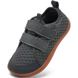 WateLves Wide Toddler Water Shoes Kids Barefoot Beach Swim Aqua Shoes Boys Girls Breathable Mesh Walking Hook and Loop Sneakers(Dark Gray)
