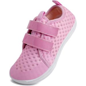 WateLves Wide Toddler Water Shoes Kids Barefoot Beach Swim Aqua Shoes Boys Girls Breathable Mesh Walking Hook and Loop Sneakers(Pink)