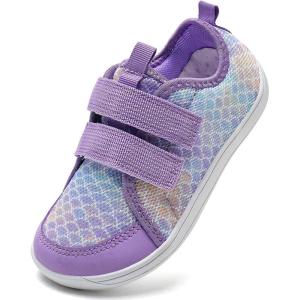 WateLves Wide Toddler Water Shoes Kids Barefoot Beach Swim Aqua Shoes Boys Girls Breathable Mesh Walking Hook and Loop Sneakers(Purple Fishscales)