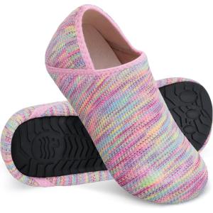 WateLves Womens & Mens Lightweight Cozy Faux Furry House Slippers – Rubber Sole Slip On Sock Shoes – Foldable Travel Slippers – Indoor & Outdoor(Mixed/Colorful)