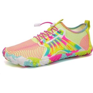 Water Shoes for Men Barefoot Quick-Dry Aqua Sock Outdoor Athletic Sport Shoes for Kayaking, Boating, Hiking, Surfing, Walking(201-yellow/Pink)