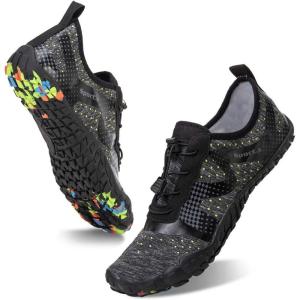 Water Shoes for Men Barefoot Quick-Dry Aqua Sock Outdoor Athletic Sport Shoes for Kayaking, Boating, Hiking, Surfing, Walking(A-grey/Black)
