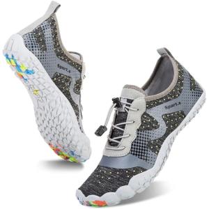 Water Shoes for Men Barefoot Quick-Dry Aqua Sock Outdoor Athletic Sport Shoes for Kayaking, Boating, Hiking, Surfing, Walking(A-light Grey)