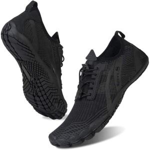 Water Shoes for Men Barefoot Quick-Dry Aqua Sock Outdoor Athletic Sport Shoes for Kayaking, Boating, Hiking, Surfing, Walking(M-black)