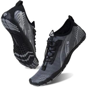 Water Shoes for Men Barefoot Quick-Dry Aqua Sock Outdoor Athletic Sport Shoes for Kayaking, Boating, Hiking, Surfing, Walking(M-grey)