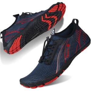 Water Shoes for Men Barefoot Quick-Dry Aqua Sock Outdoor Athletic Sport Shoes for Kayaking, Boating, Hiking, Surfing, Walking(M-red/Blue)