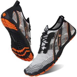 Water Shoes for Men Barefoot Quick-Dry Aqua Sock Outdoor Athletic Sport Shoes for Kayaking, Boating, Hiking, Surfing, Walking(M-white)