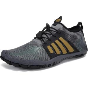 Water Shoes for Men Barefoot Quick-Dry Aqua Sock Outdoor Athletic Sport Shoes for Kayaking, Boating, Hiking, Surfing, Walking(N-black/Brown)