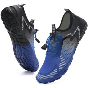 Water Shoes for Men Barefoot Quick-Dry Aqua Sock Outdoor Athletic Sport Shoes for Kayaking, Boating, Hiking, Surfing, Walking(P-black/Blue)